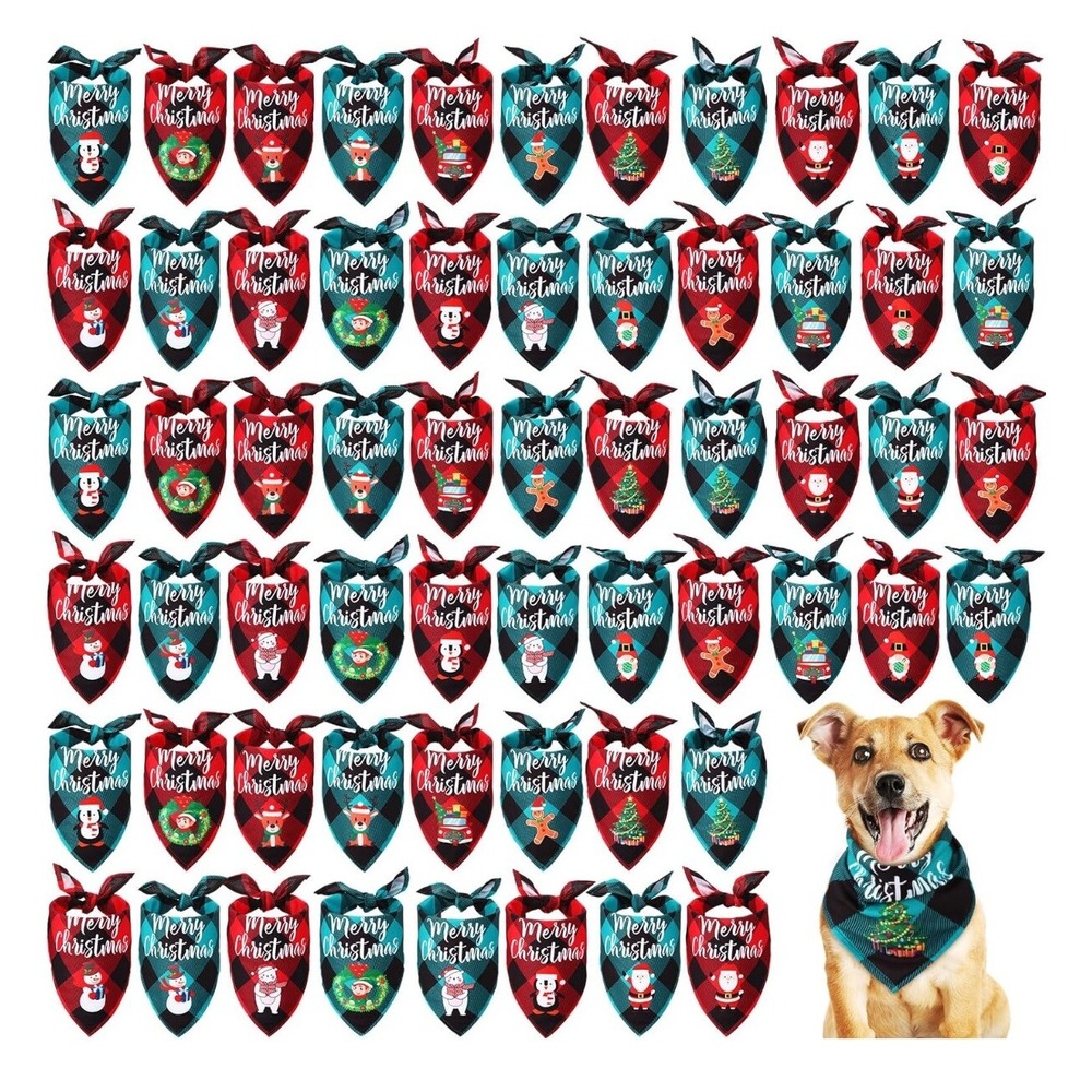 60pc Christmas‎ Dog Bandanas